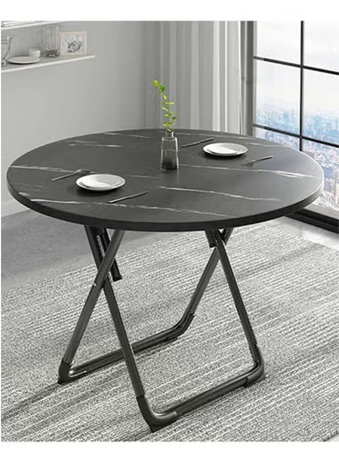 Taimi 3-Piece Dining Set, Modern Round Dining Table with 2 Elegant Chairs | Foldable Table 80x80x74cm with 2 Foldable Chairs - Dinning Set for Dinning Room and Kitchen - Black - Image 4