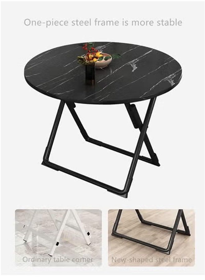 Taimi 3-Piece Dining Set, Modern Round Dining Table with 2 Elegant Chairs | Foldable Table 80x80x74cm with 2 Foldable Chairs - Dinning Set for Dinning Room and Kitchen - Black - Image 5