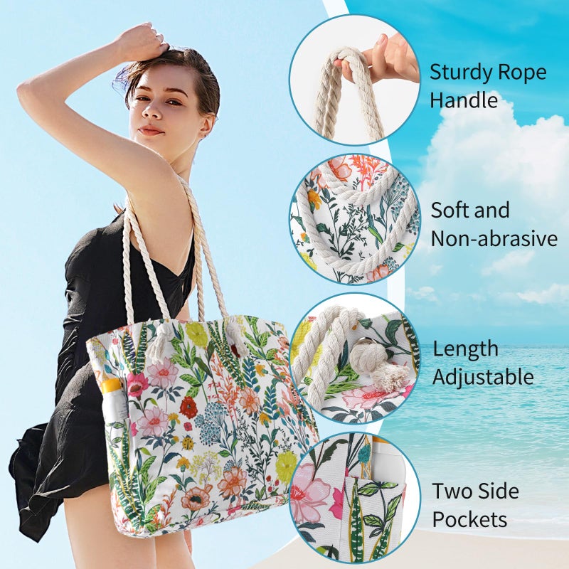 Tavaleu Beach Bags for Women - Large Beach Women Sandproof Tote Bag for Pool Gym Grocery Travel - Image 4