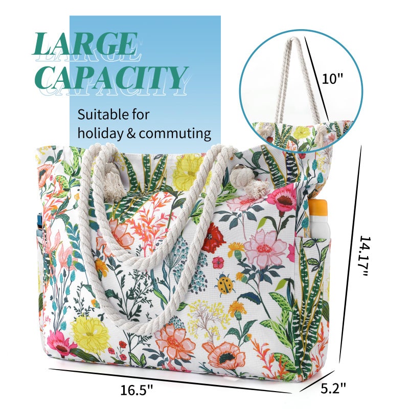 Tavaleu Beach Bags for Women - Large Beach Women Sandproof Tote Bag for Pool Gym Grocery Travel - Image 2