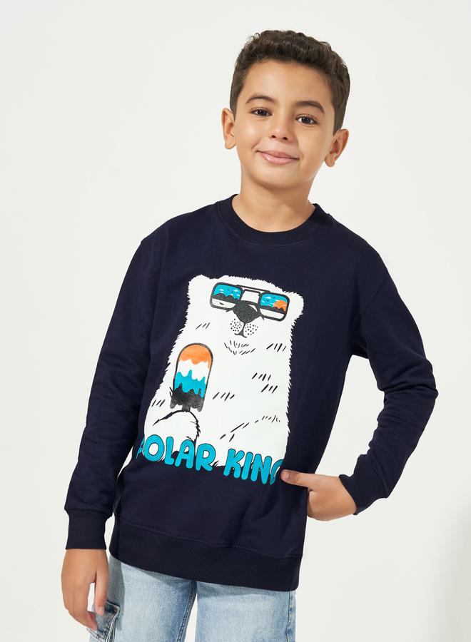 Styli Graphic Print Round Neck Long Sleeves Sweatshirt  - Image 1