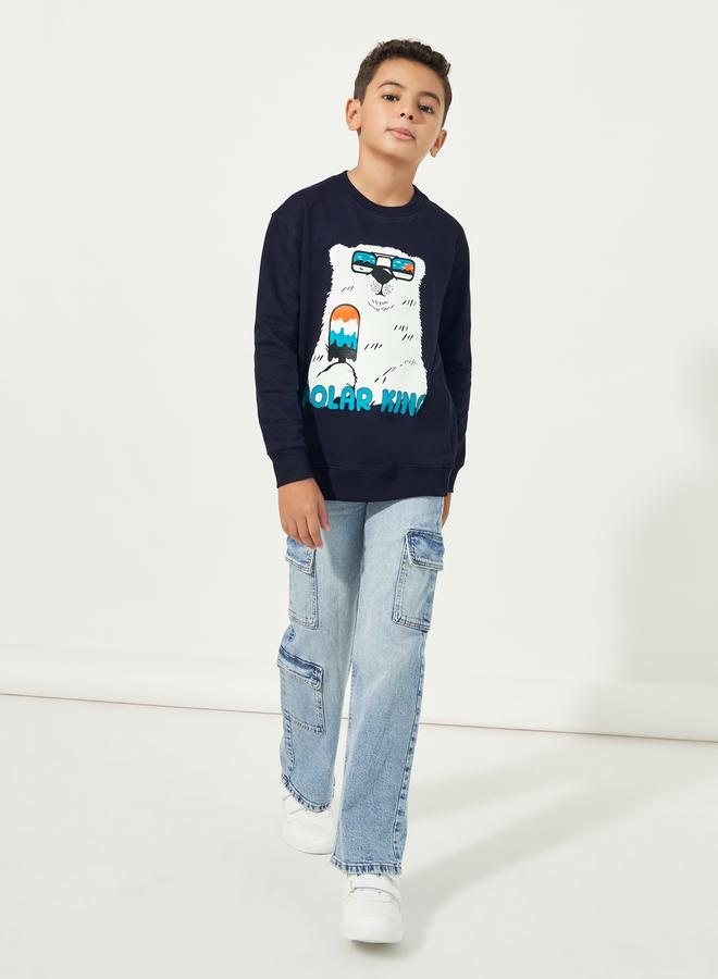 Styli Graphic Print Round Neck Long Sleeves Sweatshirt  - Image 2