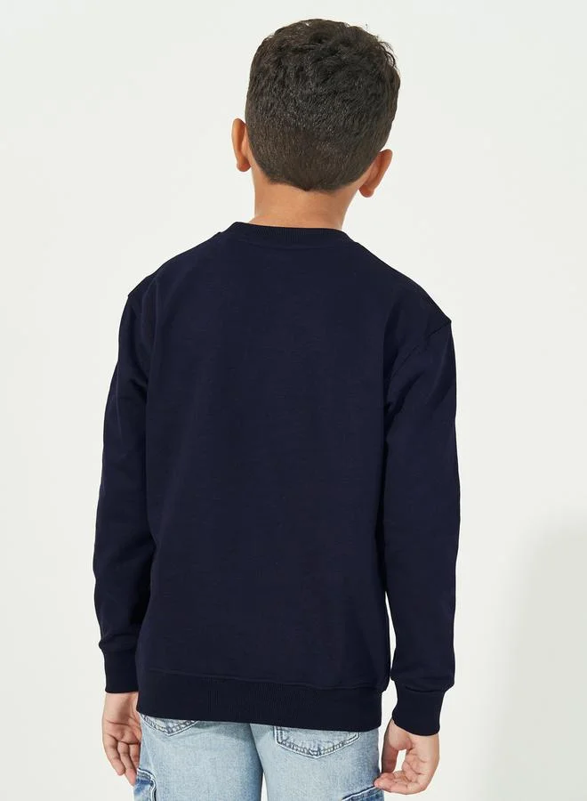 Styli Graphic Print Round Neck Long Sleeves Sweatshirt