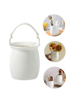 Generic Ceramic Utensil Holder, 1pce Kitchen Utensil Holder White Ceramic Makeup Storage Organizer Desk Pencil Holder Standing Makeup Brush Holder Coffee Spoon Holder For Kitchen Counter-Flower Shape  - Image 1
