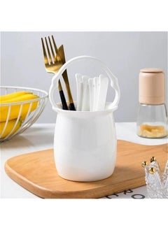 Generic Ceramic Utensil Holder, 1pce Kitchen Utensil Holder White Ceramic Makeup Storage Organizer Desk Pencil Holder Standing Makeup Brush Holder Coffee Spoon Holder For Kitchen Counter-Flower Shape  - Image 4