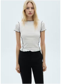 MANGO Crop Crew Neck T-Shirt  - Image 1