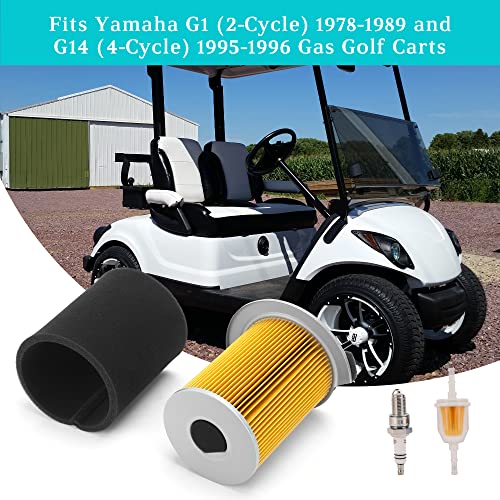 10L0L Tune Up Kit for Yamaha G1 G14 Gas Golf Cart, Replace J10-14417-00 JF7-14450-01, Air Filter Pre-Filter with Spark Plug Fuel Filter - Image 3