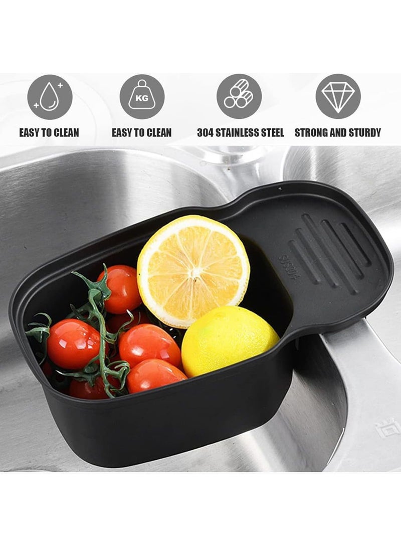 Cobest Sink Strainer Colander Drain Basket, Multifunction Saddle Leftover, Basket Space, for Kitchen Waste, Vegetable, Fruits, Black - Image 2