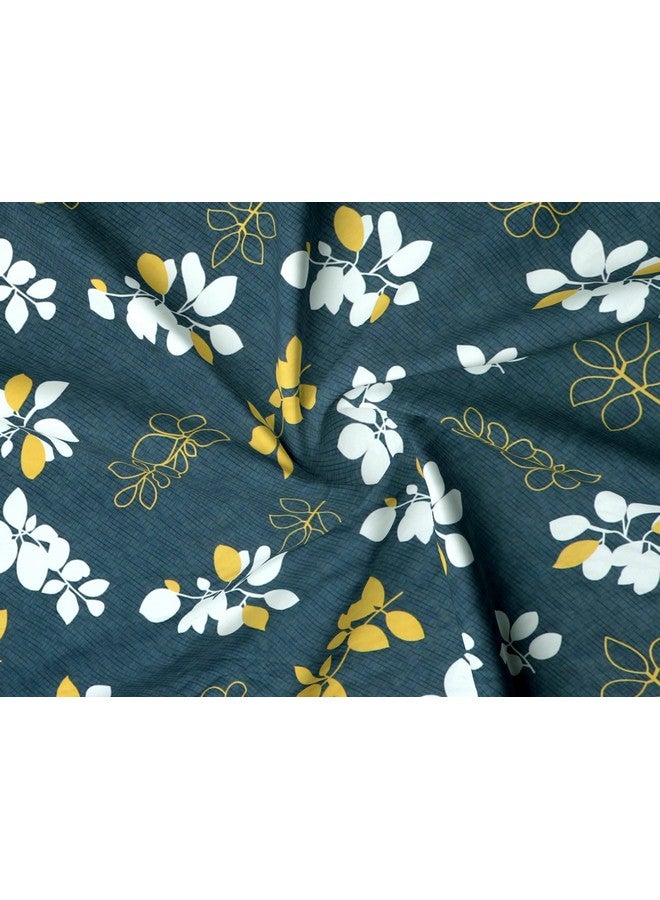 SHOMES 250 TC 100% Cotton Feel Flat Bedsheet for Double/King Size Bed | Floral Design Bed Spread with 2 Pillow Covers | Soft Breathable & Wrinkle Free Bedsheets/Bedcover (90 x 95 Inches | Grey Yellow) - Image 3