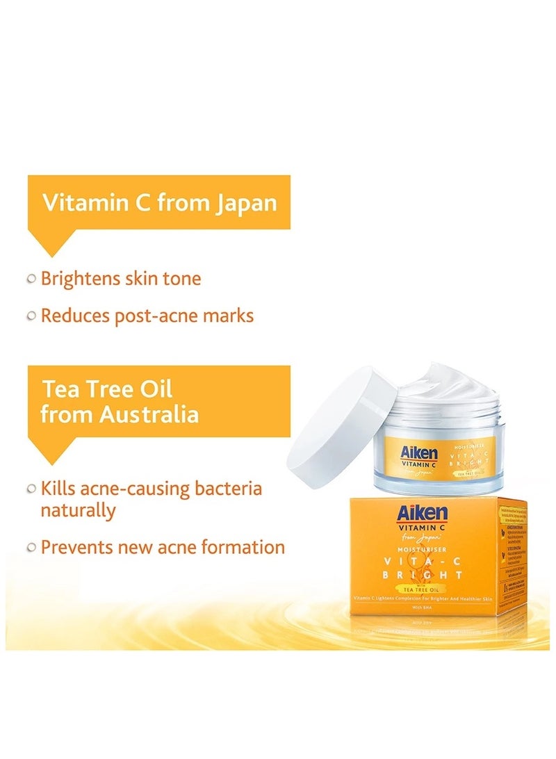 Aikenn Aiken Vita-C Brightening Moisturiser 40g – Vitamin C Boost for Radiant, Hydrated Skin with 72-Hour Moisture Lock, Non-Sticky & Fast Absorbing - Image 2