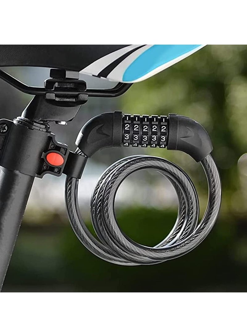 Bike Lock Cable 1.2M 5-Digit Code Coil Resettable Combination Bicycle Locks Anti-Theft Cycling Password Locks For Bikes And Scooters - Image 3