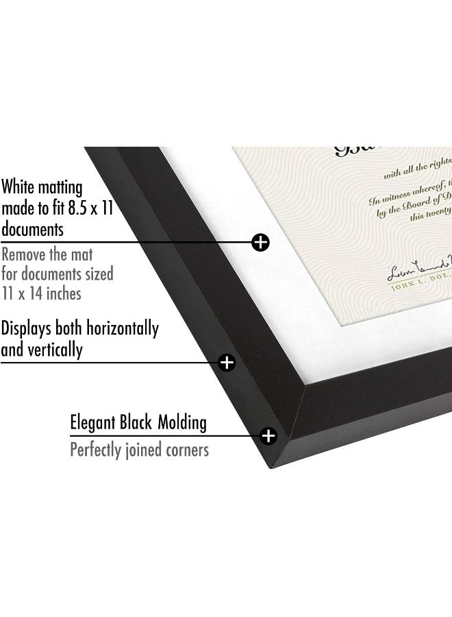 Americanflat 11x14 Diploma Frame with ShatterResistant Glass Set of 2 Use as 85x11 Frame with Mat or Display 11x14 Documents Without Mat Legacy Collection Certificate Frames for Wall Black - Image 2