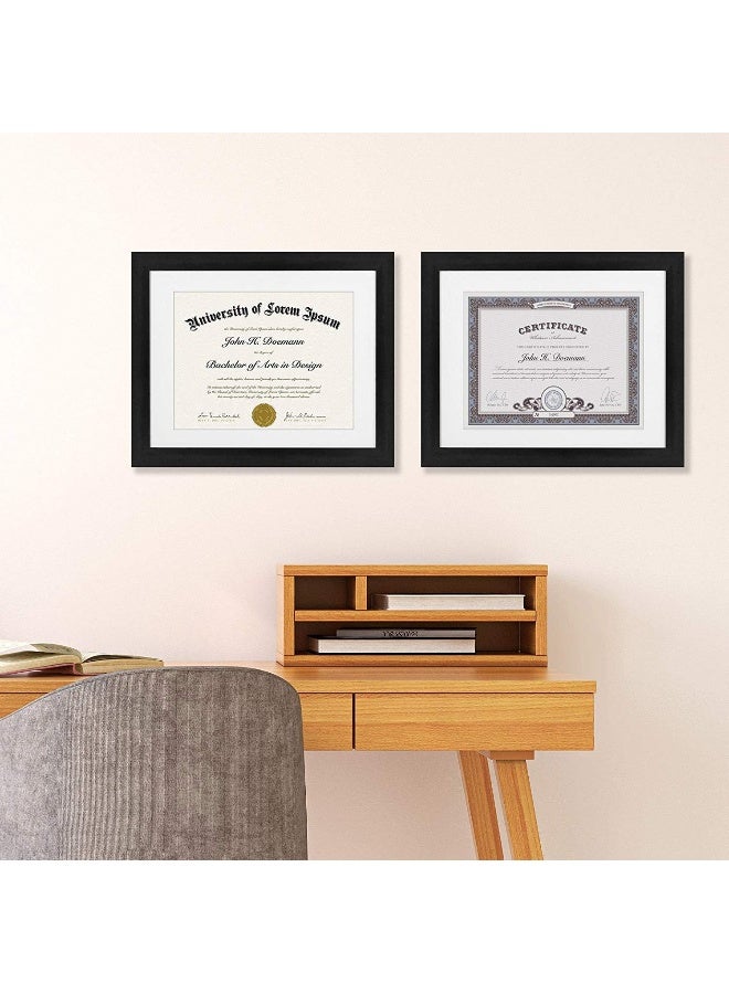 Americanflat 11x14 Diploma Frame with ShatterResistant Glass Set of 2 Use as 85x11 Frame with Mat or Display 11x14 Documents Without Mat Legacy Collection Certificate Frames for Wall Black - Image 4