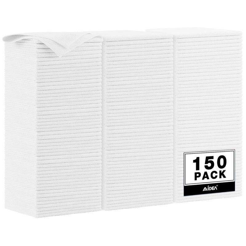 AIDEA Microfiber Cleaning Cloth White 150PK Microfiber Towels for Cars Premium Car Cloth Dusting Cloths Lint Free Cleaning Rags for SUVs House Kitchen Window Workshops1212 - Image 2