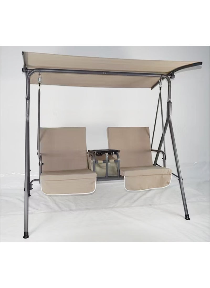 DubaiGallery Outdoor Patio Swing Chair, Canopy Swing with Removable Cushion Steel Frame  - Image 4