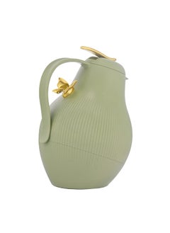 Al Saif Gallery Dora thermos, 1.5 liters, golden butterfly, thermal glass inner container, plastic outer shell - green