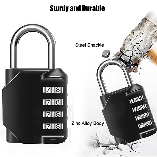SUTOUG 2PCS Combination Lock Waterproof 4 Digit Padlocks with Combination Code, Zinc Alloy Combination Lock for Door, Tool Boxes, Schools, Gym, Garden, Fences, Reel Cabinet & Storage, Black - Image 4