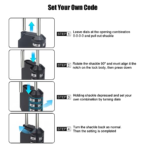SUTOUG 2PCS Combination Lock Waterproof 4 Digit Padlocks with Combination Code, Zinc Alloy Combination Lock for Door, Tool Boxes, Schools, Gym, Garden, Fences, Reel Cabinet & Storage, Black - Image 3