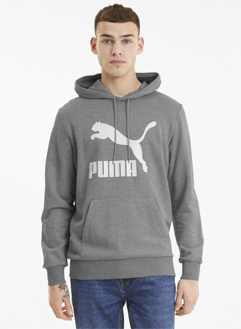 PUMA Classics Logo Mens Grey Hoodie - Image 1