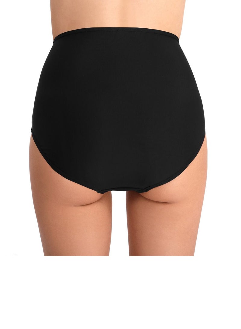 Loquat Solid Color Plunge Bikini Bottom Black  - Image 3