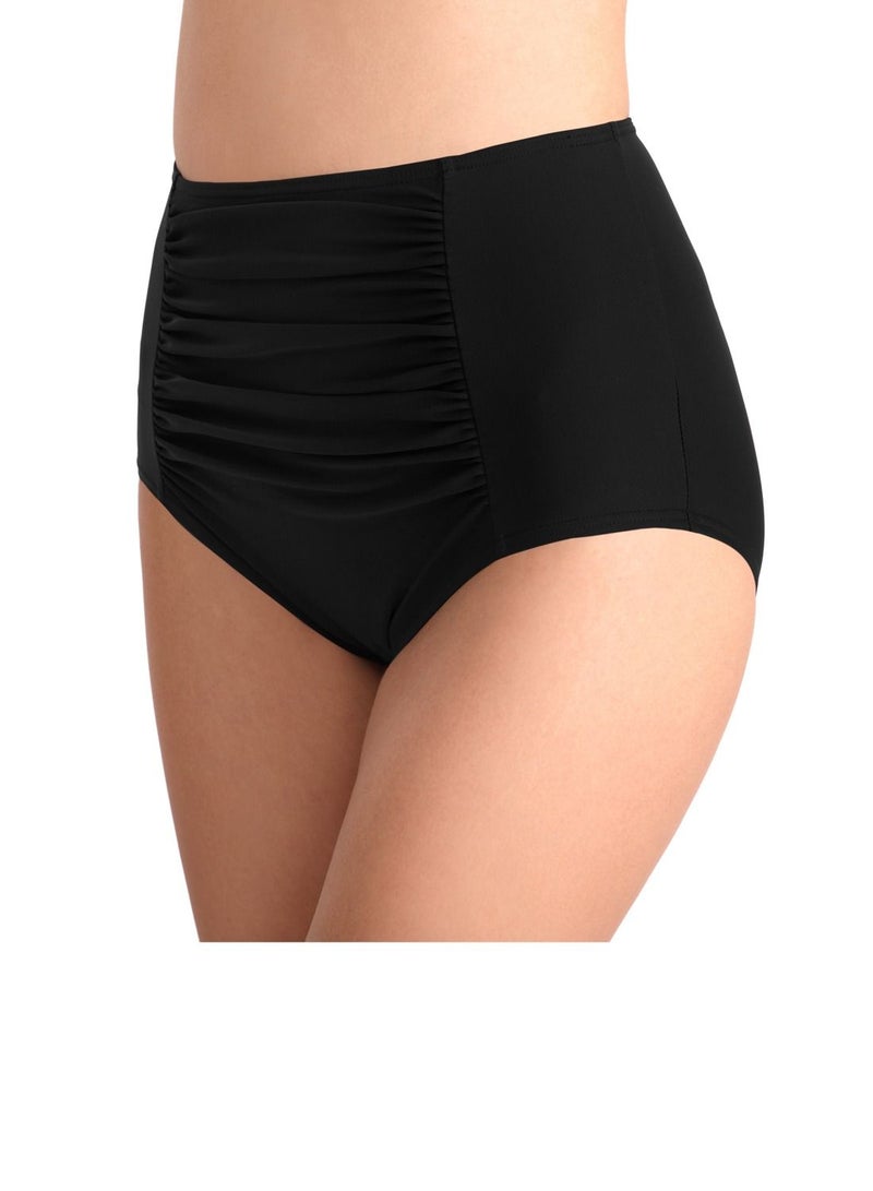 Loquat Solid Color Plunge Bikini Bottom Black  - Image 2