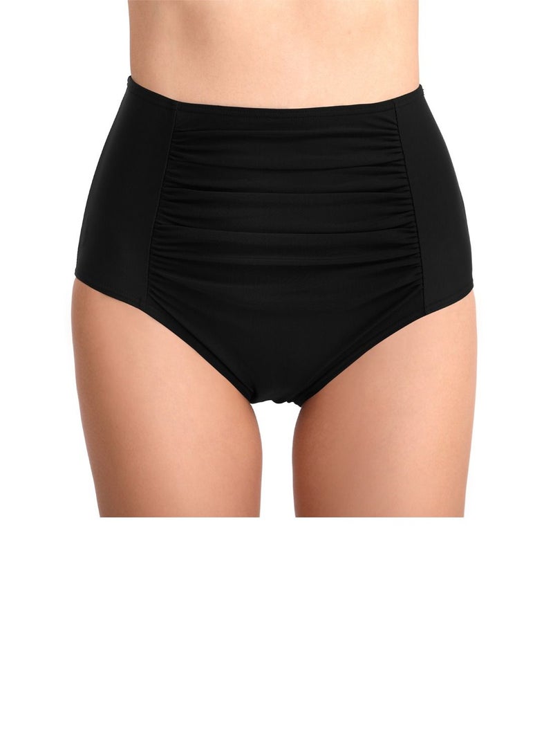 Loquat Solid Color Plunge Bikini Bottom Black  - Image 1