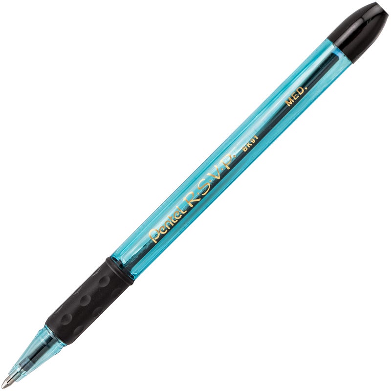 Pentel RSVP Razzle-Dazzle Ballpoint Pen, (1.0mm) Medium Line, Blue Barrel, Black Ink, Box of 12 (BK91RDC-A) - Image 2