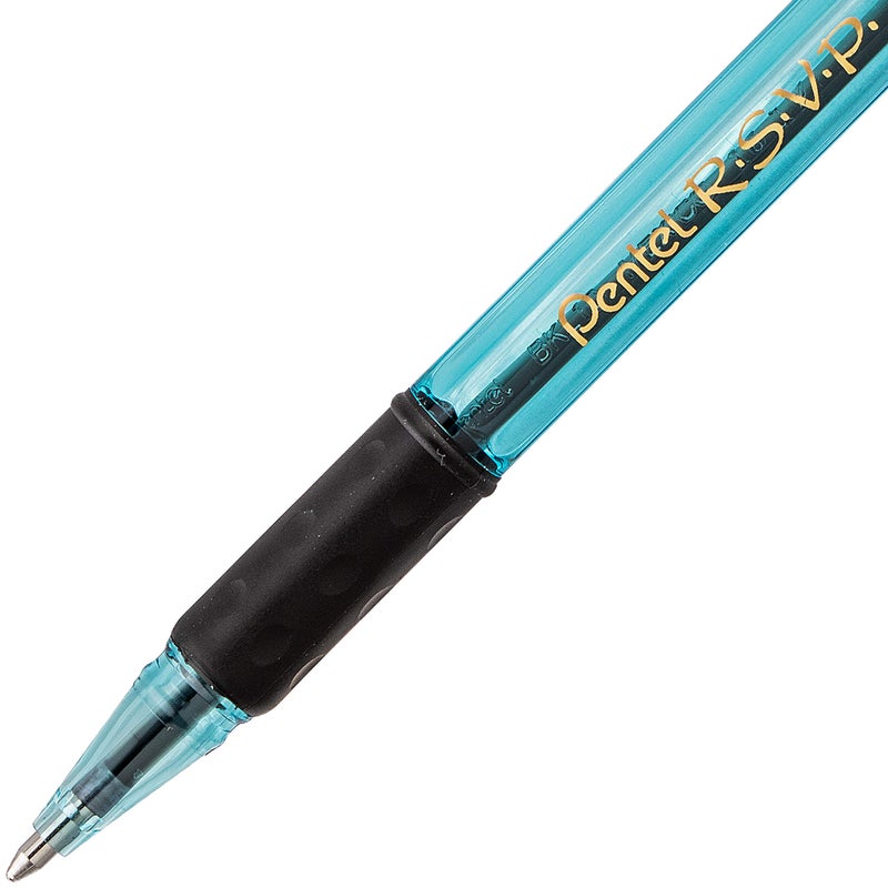 Pentel RSVP Razzle-Dazzle Ballpoint Pen, (1.0mm) Medium Line, Blue Barrel, Black Ink, Box of 12 (BK91RDC-A) - Image 4