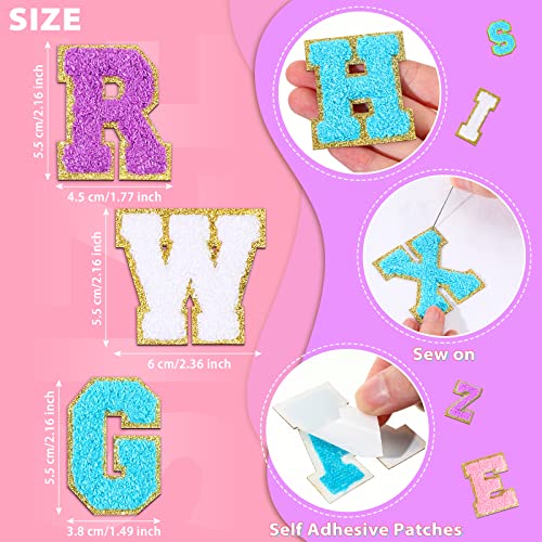 Jutom 104 Pcs Self Adhesive Chenille Letter Patches Letter Patches Chenille Stick on Embroidered Patch for Clothing Jackets Backpacks Hats(Classic,White, Pink, Purple, Blue) - Image 3