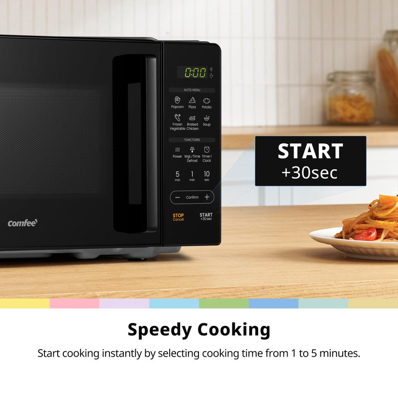 COMFEE' 20L Digital Solo Microwave Oven, 700W Black Countertop Microwave with 11 Power Levels, 6 Auto Menus, Defrost by Weight or Time,Child Lock,Speedy Cooking,Small for Kitchens,CMO-EM20L2NFPF(BK) - Image 4