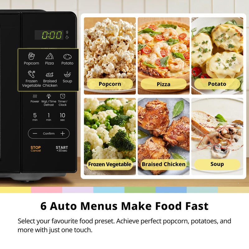COMFEE' 20L Digital Solo Microwave Oven, 700W Black Countertop Microwave with 11 Power Levels, 6 Auto Menus, Defrost by Weight or Time,Child Lock,Speedy Cooking,Small for Kitchens,CMO-EM20L2NFPF(BK) - Image 3