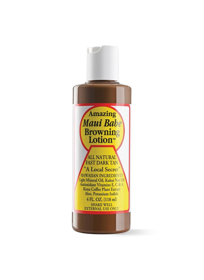 Maui Babe Maui Babe Browning Lotion - Natural Hawaiian Tan Accelerator with Vitamins & Antioxidants - Moisturizing Formula for All Skin Types - Made in USA - 4 fl oz 