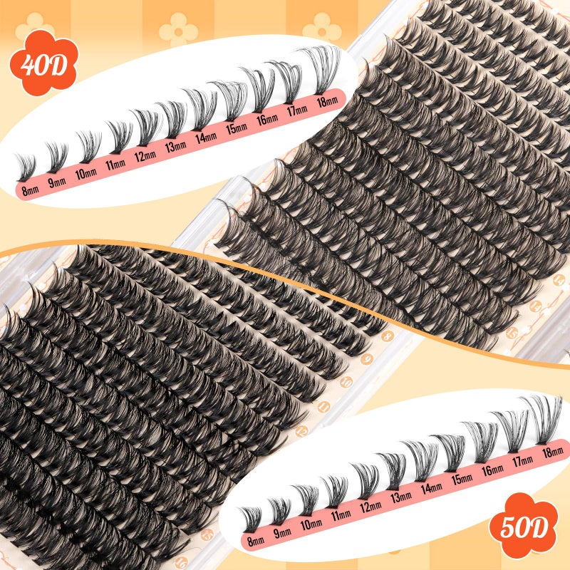 calphdiar Lash Clusters Wispy Eyelash Clusters 480PCS 40D+50D Individual Lashes Clusters D-curly Cluster Eyelash Extensions 8-18mm DIY Natural Volume Lash Extension for Beginners - Image 4
