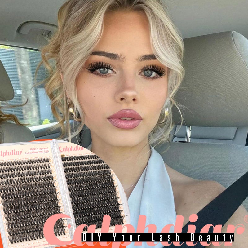 calphdiar Lash Clusters Wispy Eyelash Clusters 480PCS 40D+50D Individual Lashes Clusters D-curly Cluster Eyelash Extensions 8-18mm DIY Natural Volume Lash Extension for Beginners - Image 5