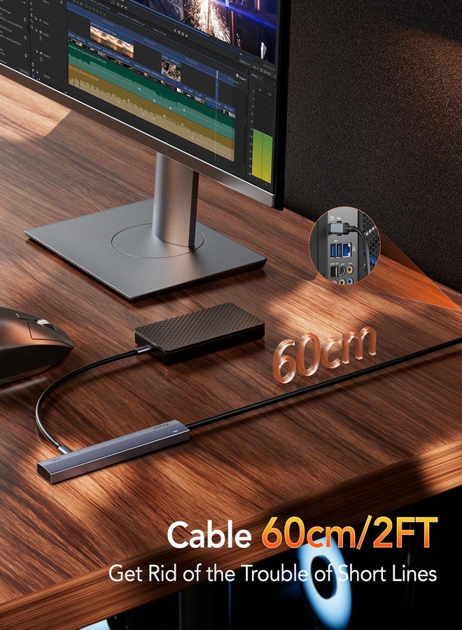 موزع Aceele USB-C بسرعة 10 جيجابت في الثانية، موزع USB 3.2 من الجيل الثاني بأربعة منافذ، موزع USB-C إلى USB-C مع منفذ طاقة من النوع C، كابل تمديد بطول قدمين، محول بيانات USB-C لأجهزة MacBook Pro وMacBook وSamsung Chromebook وغيرها - Image 3