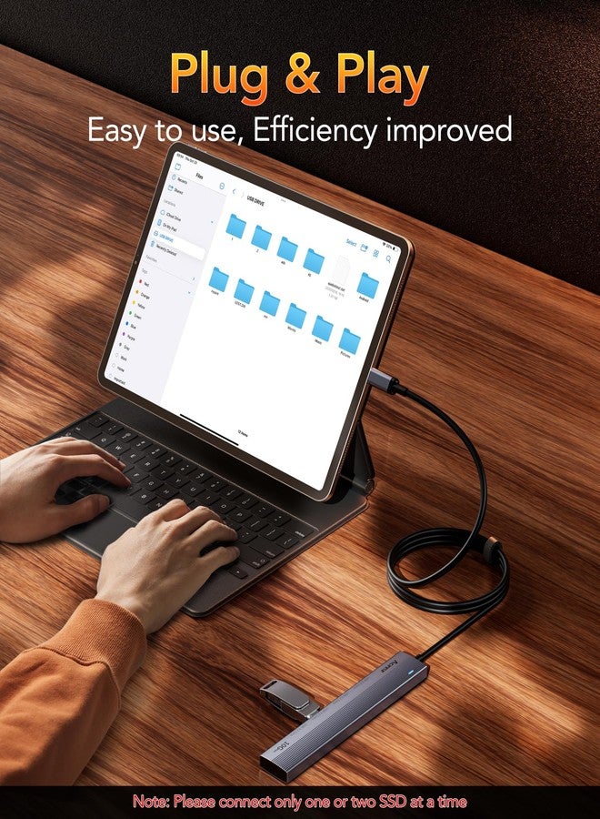 موزع Aceele USB-C بسرعة 10 جيجابت في الثانية، موزع USB 3.2 من الجيل الثاني بأربعة منافذ، موزع USB-C إلى USB-C مع منفذ طاقة من النوع C، كابل تمديد بطول قدمين، محول بيانات USB-C لأجهزة MacBook Pro وMacBook وSamsung Chromebook وغيرها - Image 5