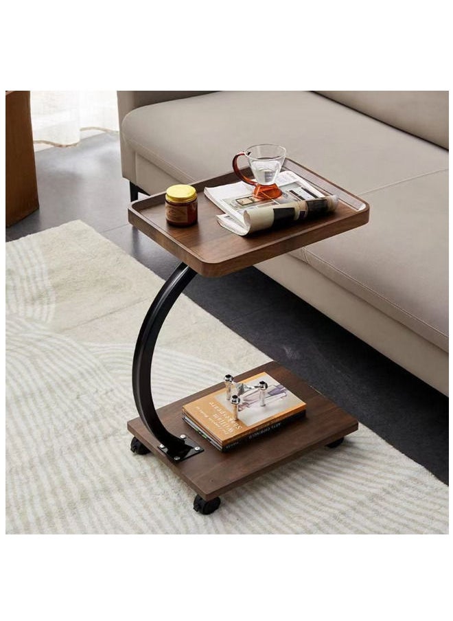 HXDream - Coffee Table,Sofa Side Table,Double Layer C Shaped Square side table on wheels,coffee table for living room sofa,Suitable for study, living room, bedroom - Image 1