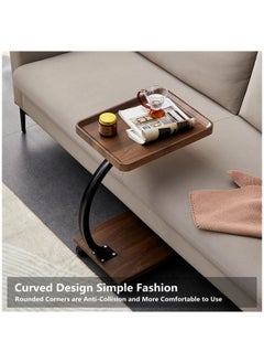 HXDream Coffee Table,Sofa Side Table,Double Layer C Shaped Square side table on wheels,coffee table for living room sofa,Suitable for study, living room, bedroom  - Image 5