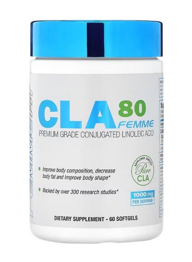Allmax CLA80 Femme Premium Grade Conjugated Linoleic Acid 1000 mg 60 Softgels - Image 1