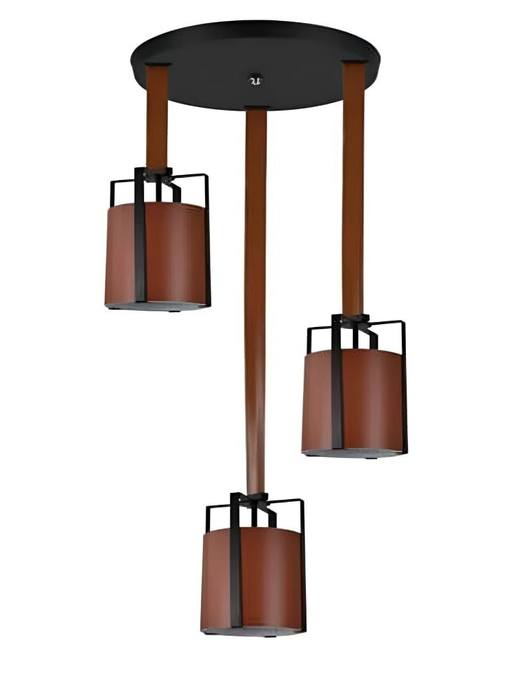 تيك لايت نجفة (علاقي) جلد + حديد 5634/13 بني - Image 1