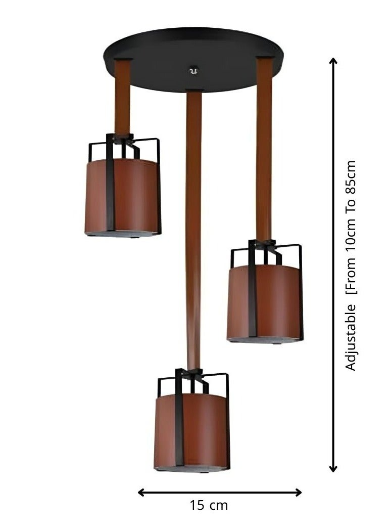 تيك لايت نجفة (علاقي) جلد + حديد 5634/13 بني - Image 2