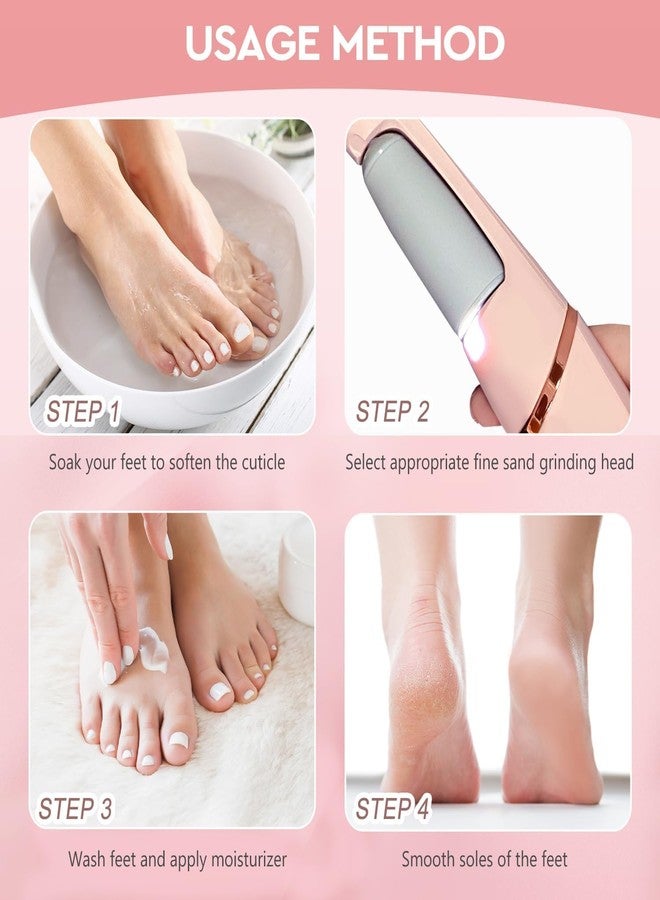 gurelax Electric Foot Callus Remover Kit,Rechargeable Callous Filer Removers 2 Grinding Heads Foot Scrubber File, Professional Pedicure Tools Kit Feet Care For Dead, Cracked Dry Skin - Image 5