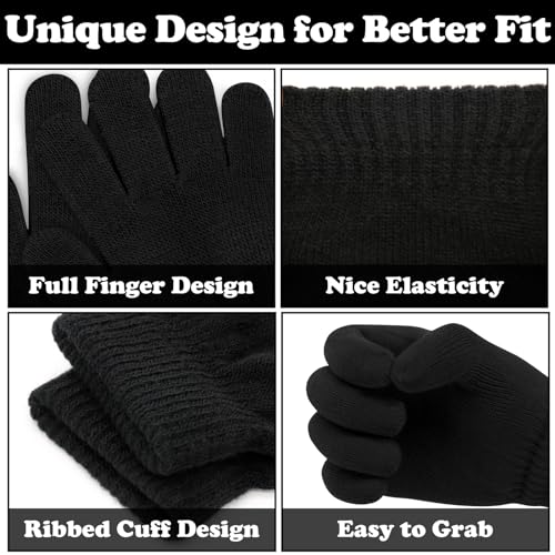 Sarfel Kids Black Gloves for Kids Winter Gloves Boys Gloves Toddler Gloves Toddler Mittens for Kids Baby Gloves Knitted Gloves - Image 3