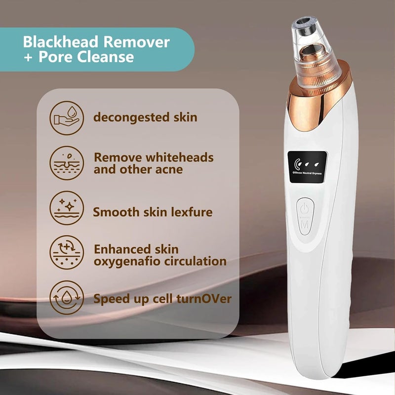 ADAK 2025 ADAK Electric Blackhead Remover Vacuum – 5 Adjustable Suction Levels + Probes, USB Rechargeable Facial Pore Cleaner, Acne Extractor & Skin Care Device for Adults (Extra 4 Pcs Tools) - Image 4