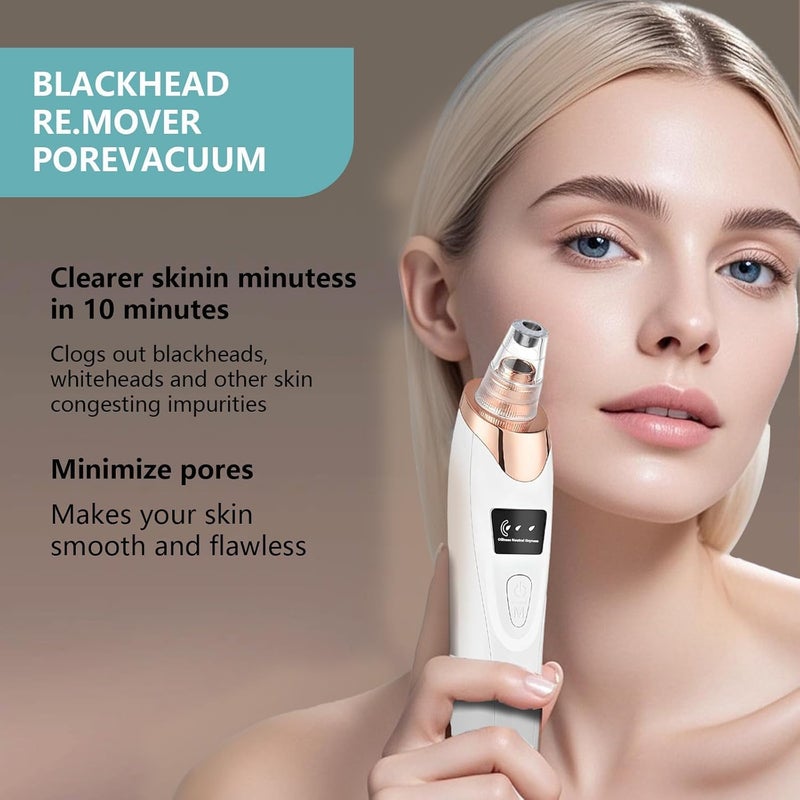 ADAK 2025 ADAK Electric Blackhead Remover Vacuum – 5 Adjustable Suction Levels + Probes, USB Rechargeable Facial Pore Cleaner, Acne Extractor & Skin Care Device for Adults (Extra 4 Pcs Tools) - Image 5