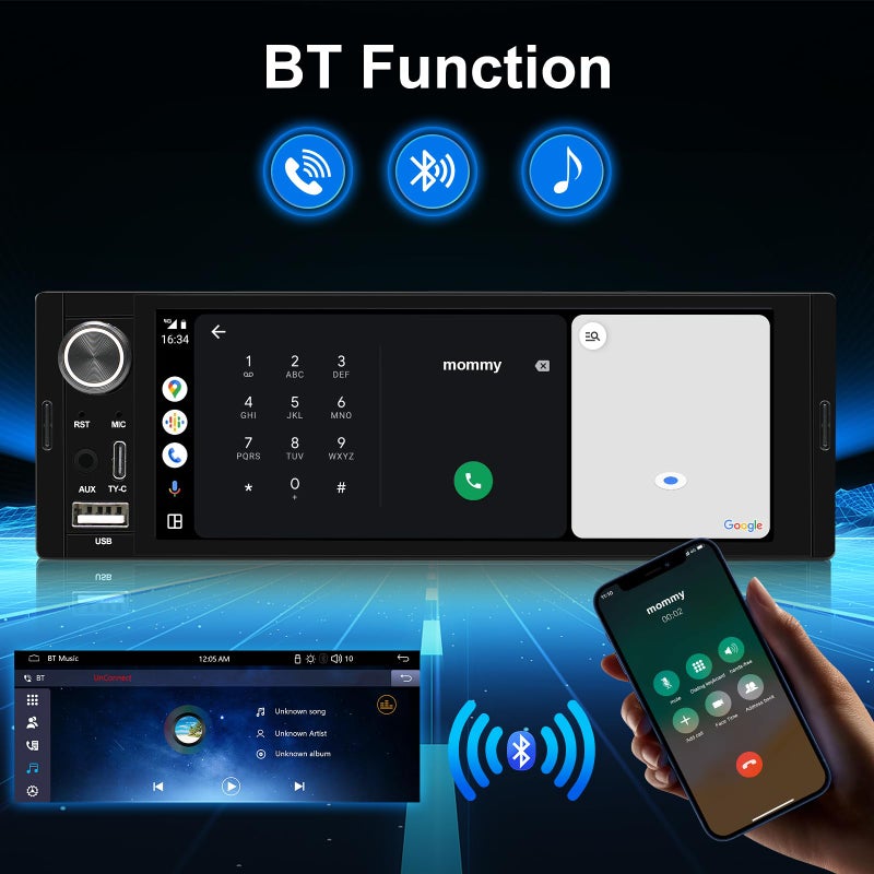AINAVI 6.36-Inch Single Din Touchscreen Car Stereo - Linux System Single Din Wired/Wireless Carplay Android Auto,1080P HD GPS Navigation Handsfree Calling, SWC/FM/AM/BT - Image 5