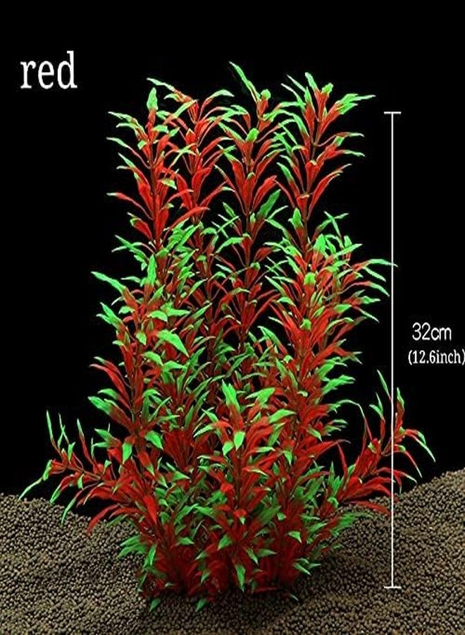 Norgail Large Aquarium Plastic Plant Artificial Fish Tank Plants Decoration Ornament for All Fish 12.6 inch, Made of Soft Safe Plastic Black red 1Pcs - Image 4