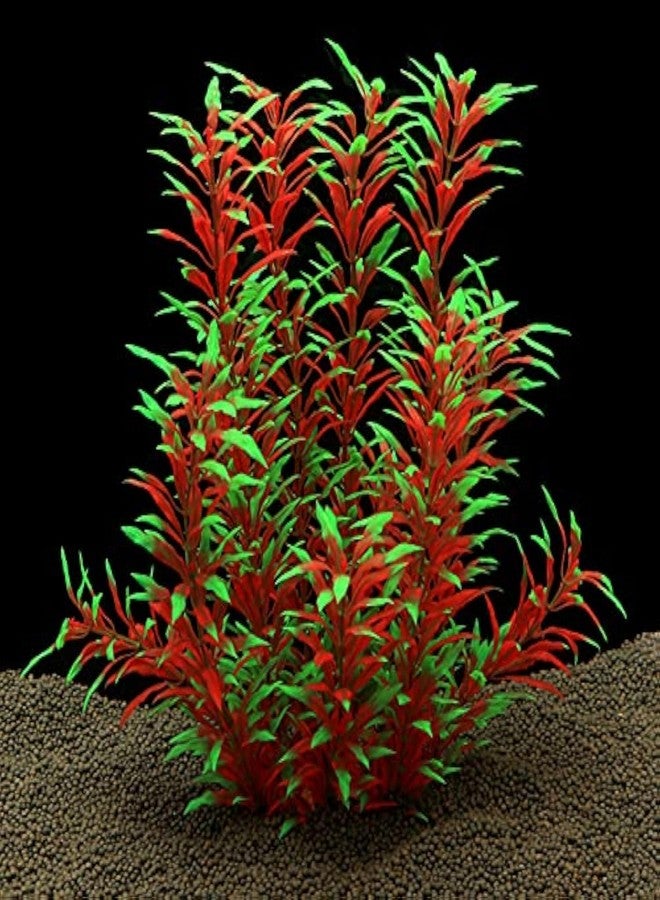 Norgail Large Aquarium Plastic Plant Artificial Fish Tank Plants Decoration Ornament for All Fish 12.6 inch, Made of Soft Safe Plastic Black red 1Pcs - Image 1