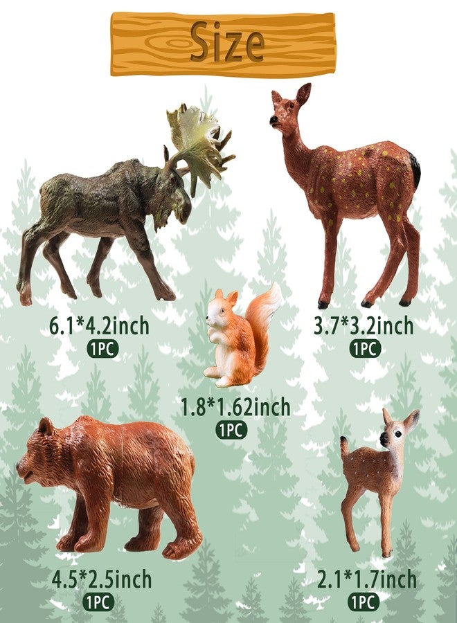 SKYCOOOOL 40 PCS Woodland Animals Figures Model Trees, 5 Pcs Animal Toy Figurines and 35 Pcs Mixed Plastic Trees Forest for Woodland Cake Toppers Decorations Birthday Party Supplies - Image 3