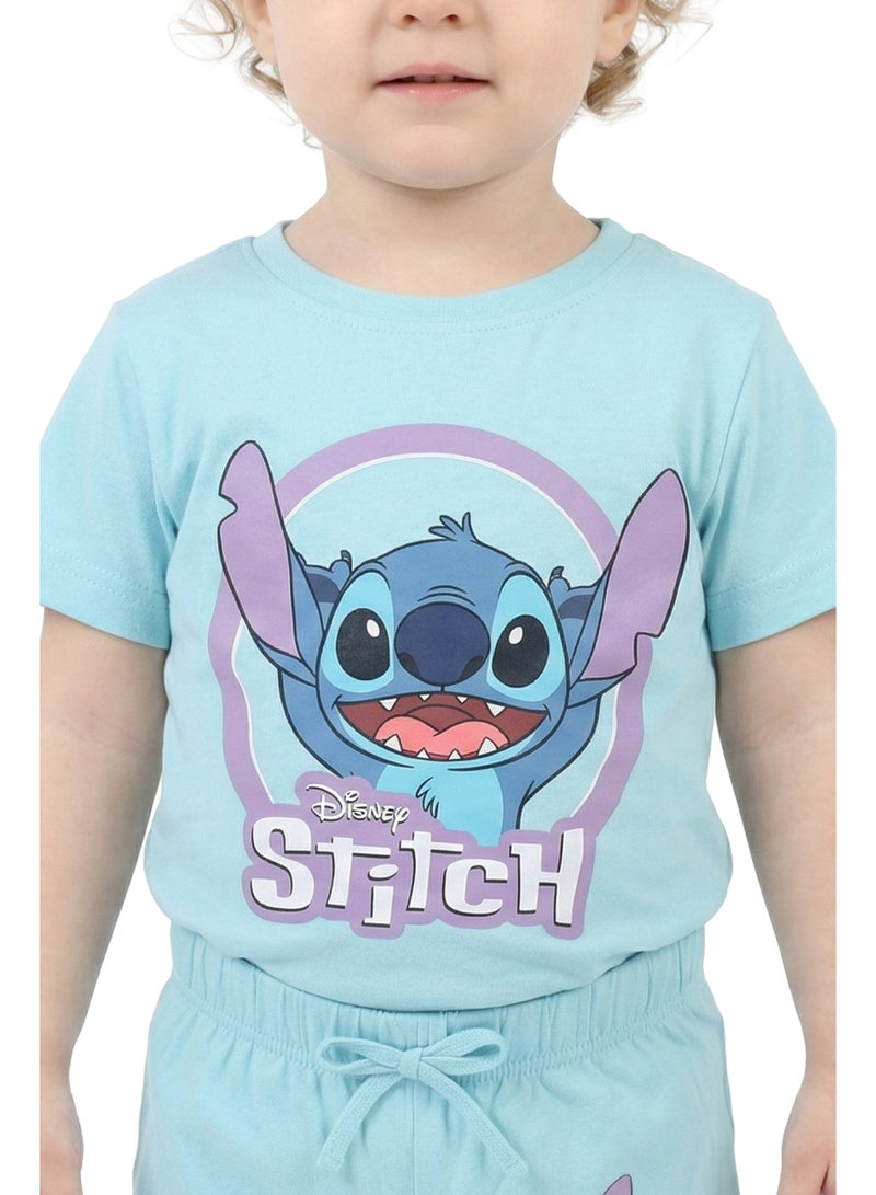 Disney طقم تي شيرت وشورتات جرافيك ديزني ستيتش للفتيات الصغيرات - Image 3